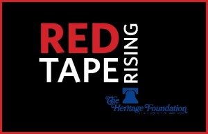 Red tape rising-w Heritage logo