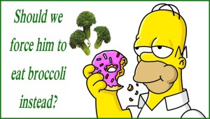 Homer with donut and broccoli